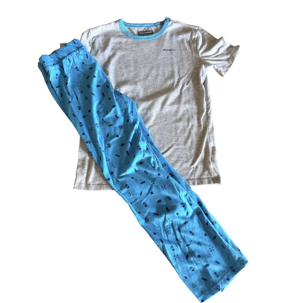 Eddie Bauer Kids Soft Blue Graphic Pajama Set M(10/12) Flame Resistant